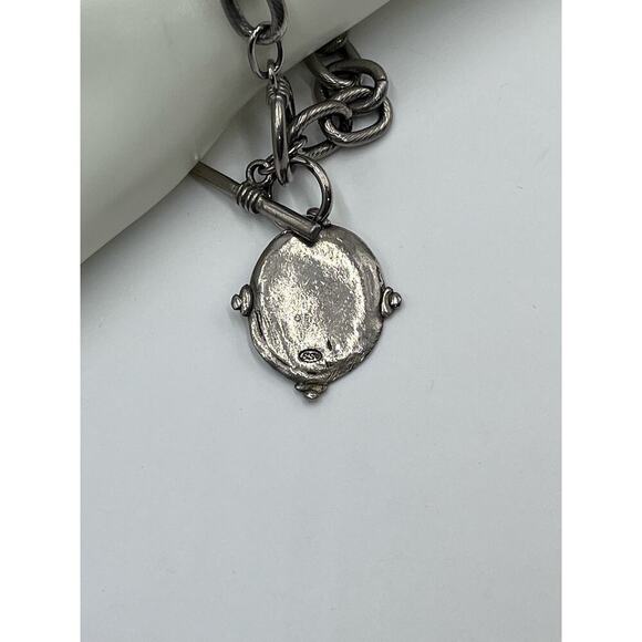 Susan Shaw Intaglio Cross Charm Chain Toggle Religious Faith Bracelet - Picture 7 of 12